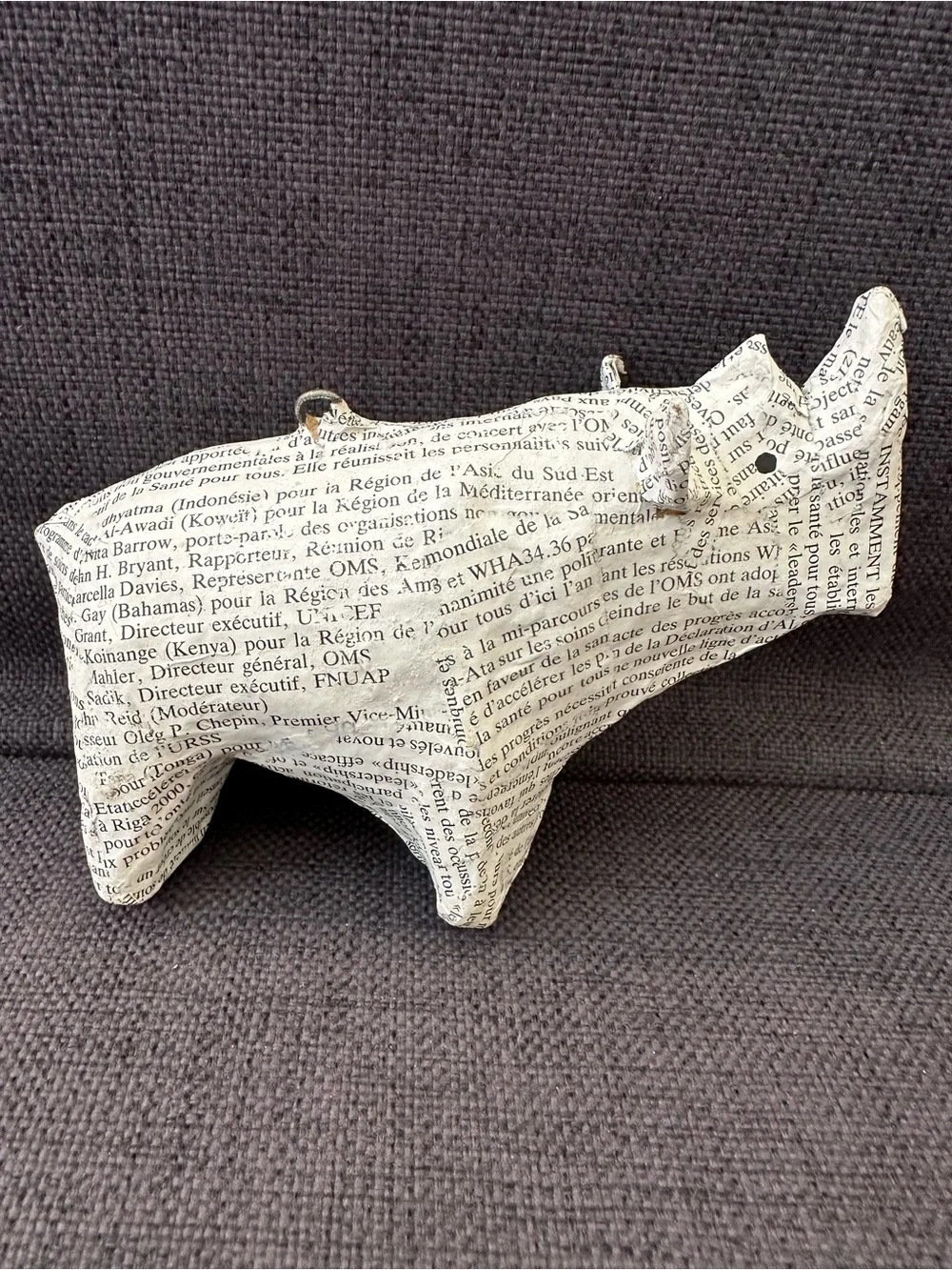 CB2 Paper-Mâché Safari Animal 4 piece Set - Newspaper Printed Animal Ornaments